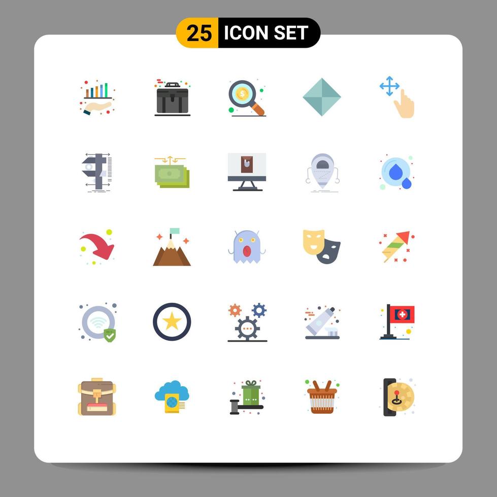 Editable Vector Line Pack of 25 Simple Flat Colors of hold finger find symbols sign Editable Vector Design Elements