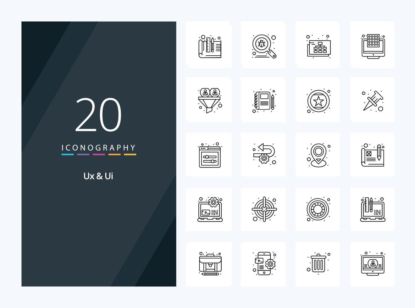 20 Ux And Ui Outline icon for presentation vector