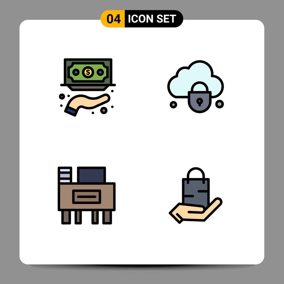 paquete de iconos de vector de stock de 4 signos y símbolos de línea para el escritorio de financiación elementos de diseño de vector editables de la escuela de nube privada