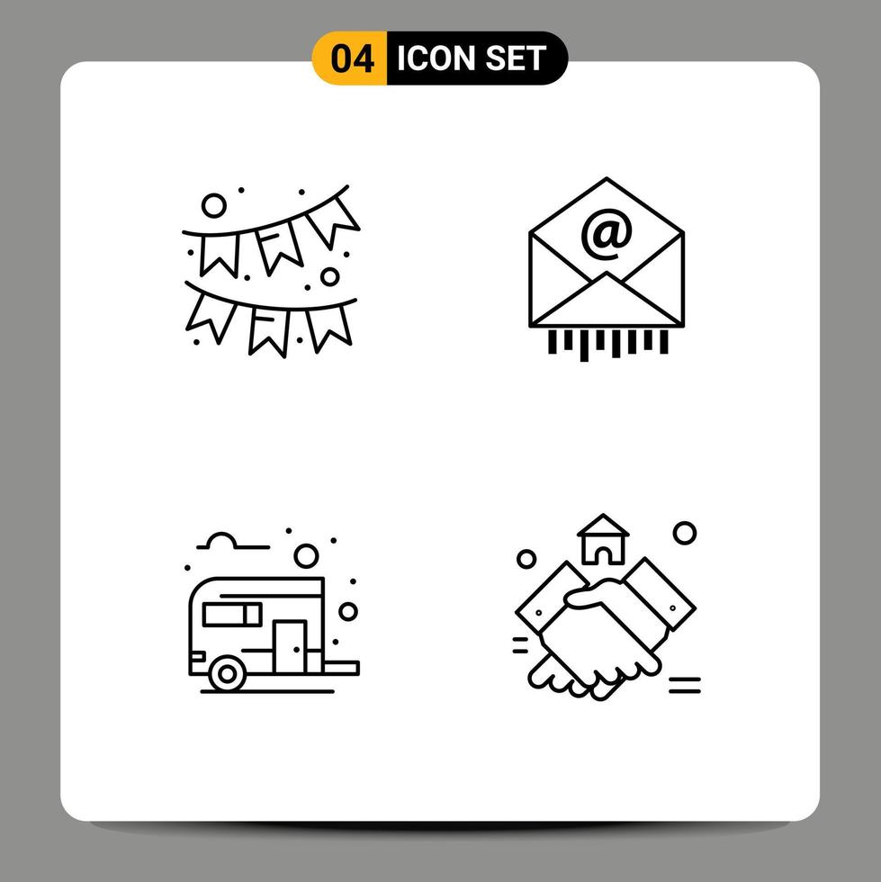 4 iconos creativos signos y símbolos modernos de celebración campamento e negocio verano elementos de diseño vectorial editables vector