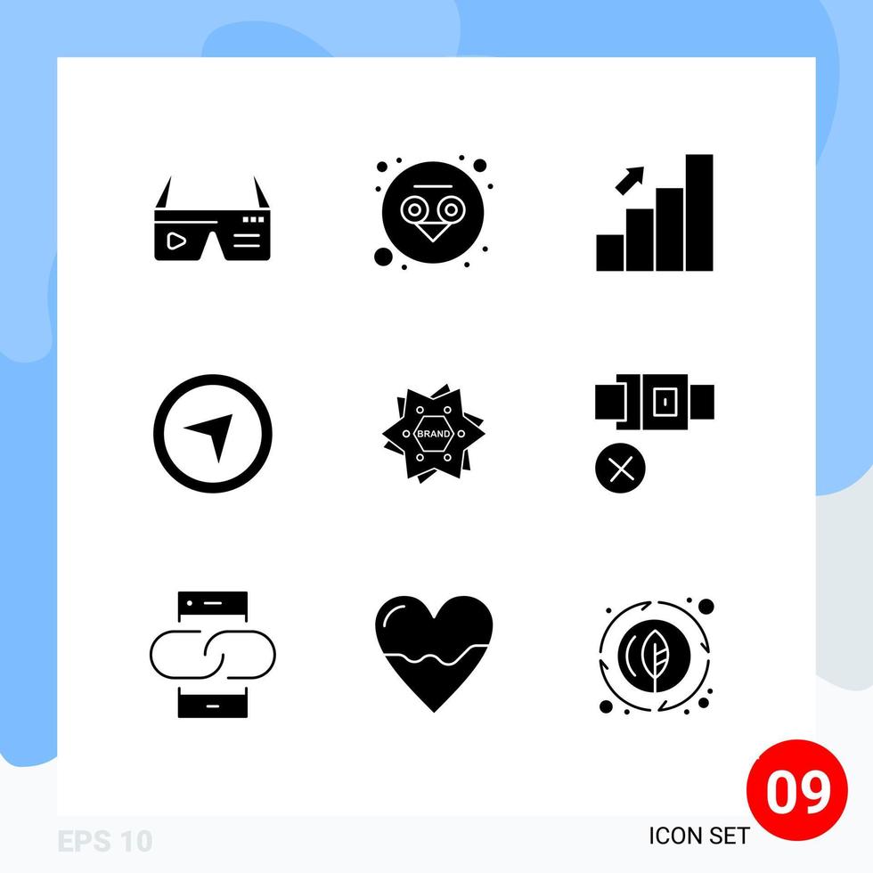 Set of 9 Modern UI Icons Symbols Signs for branding pointer bar maps stats Editable Vector Design Elements