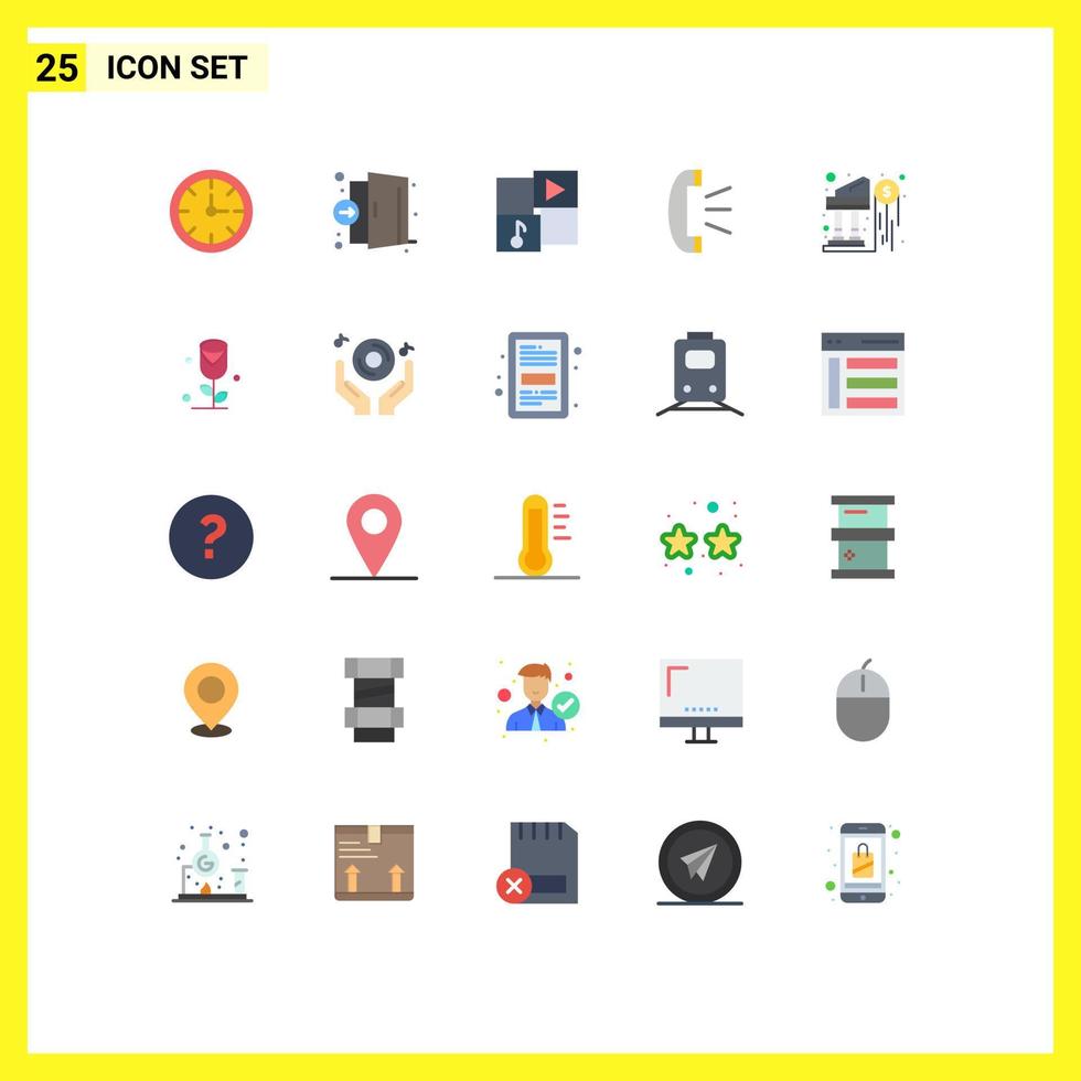 User Interface Pack of 25 Basic Flat Colors of bank client support medical call music Editable Vector Design Elements