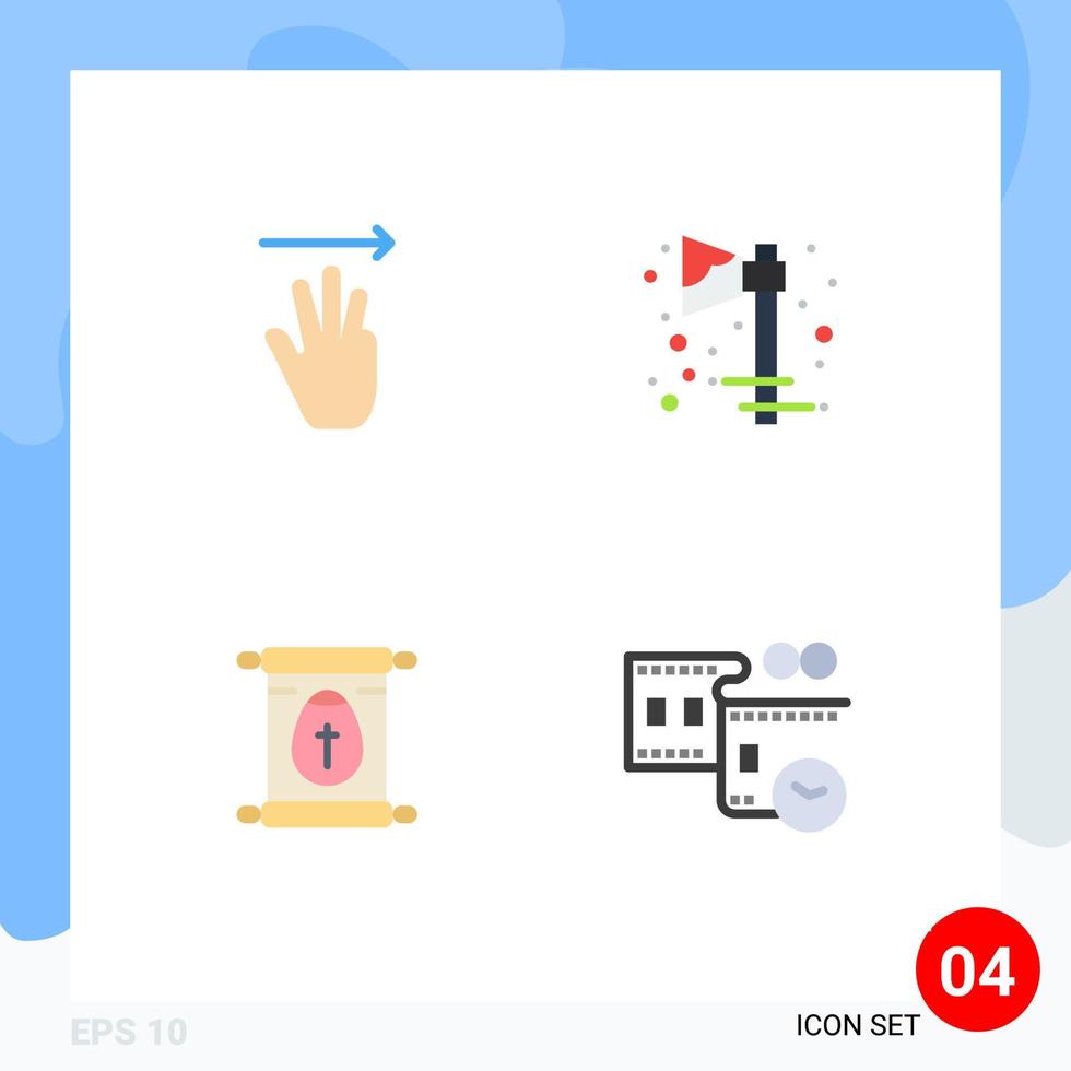 Pack of 4 Modern Flat Icons Signs and Symbols for Web Print Media such as hand school right halloween easter Editable Vector Design Elements