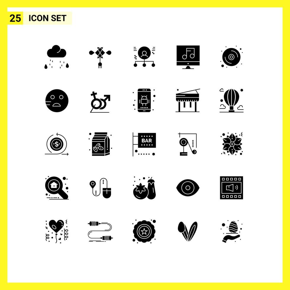 conjunto de 25 iconos modernos de ui símbolos signos para habilidades multimedia de computadora personas de medios elementos de diseño vectorial editables vector