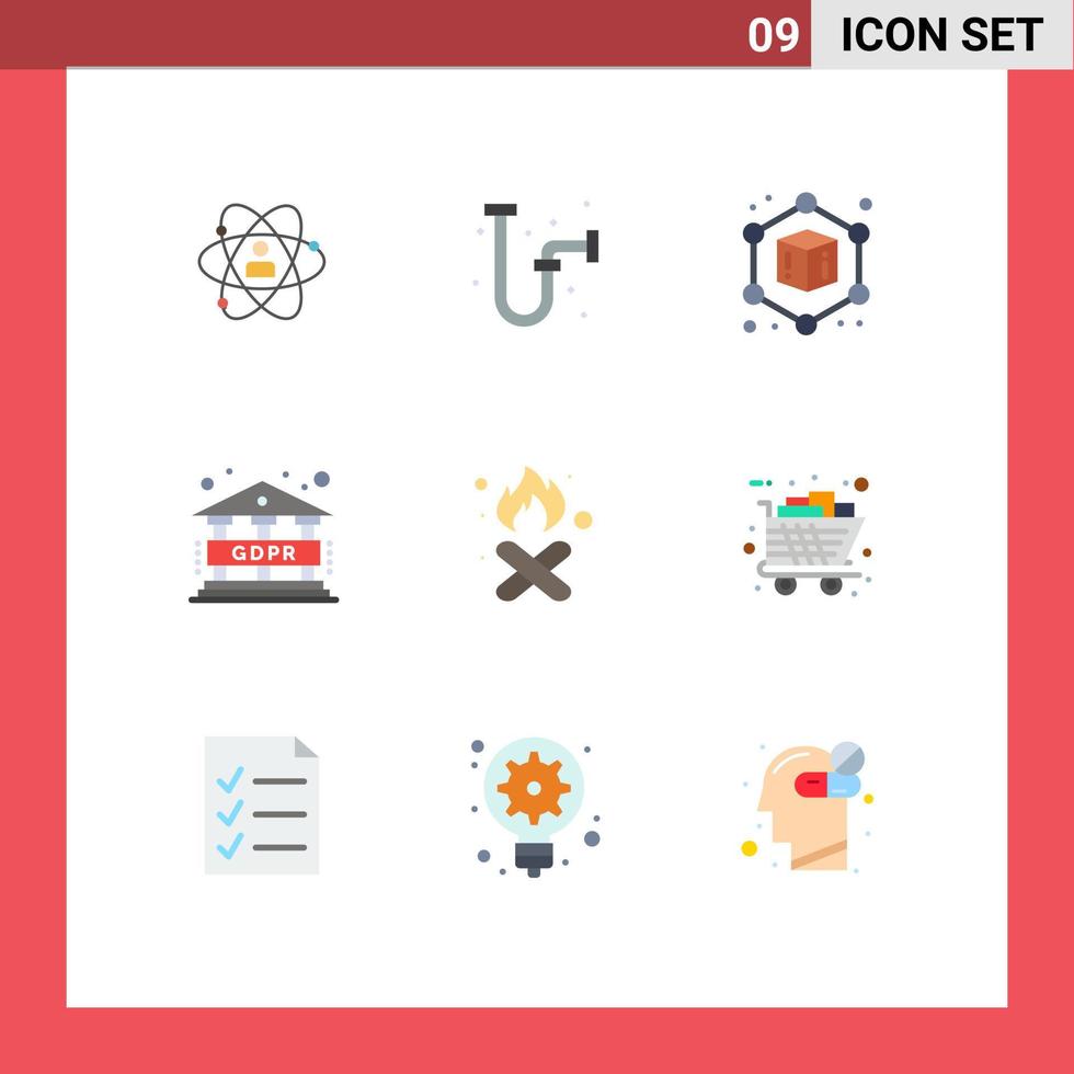 9 Creative Icons Modern Signs and Symbols of fire regulation drain gdpr geometric Editable Vector Design Elements