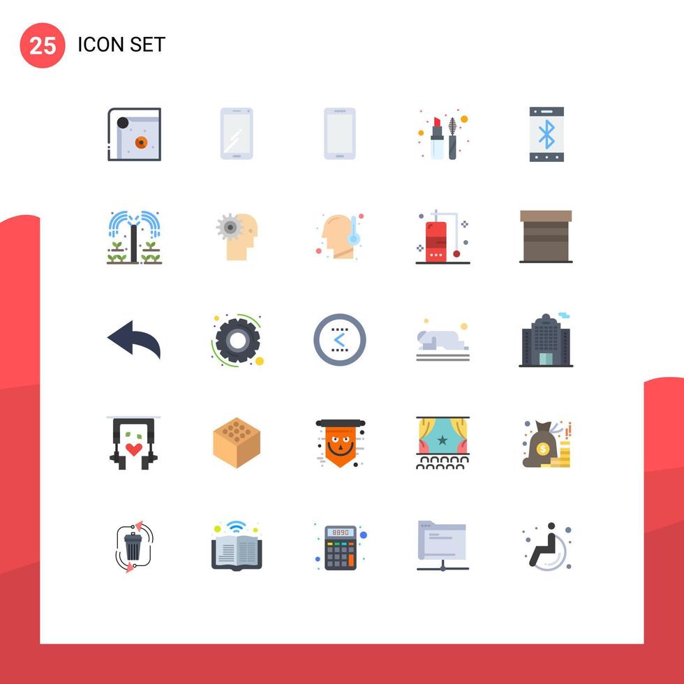 Pack of 25 Modern Flat Colors Signs and Symbols for Web Print Media such as agriculture mobile samsung cell mascara Editable Vector Design Elements