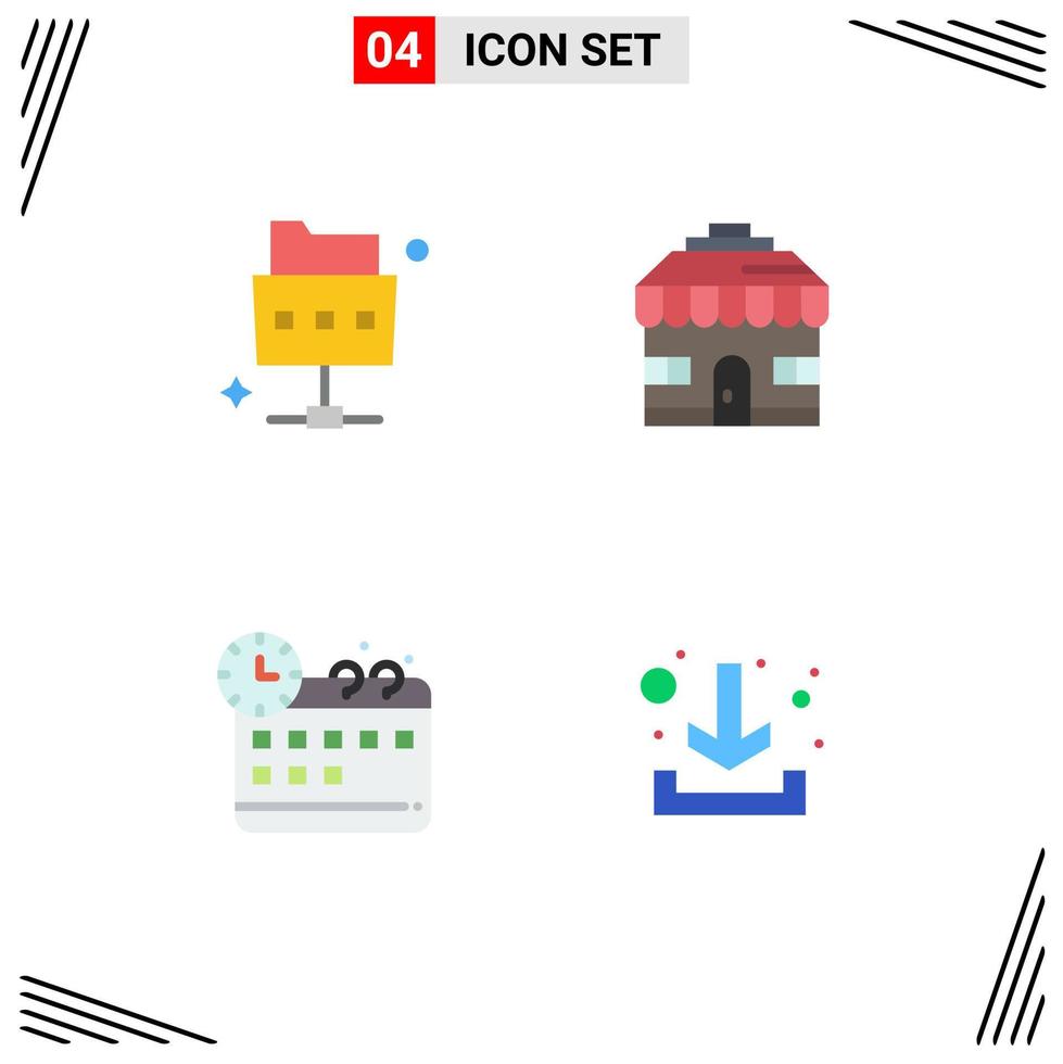 4 iconos creativos signos y símbolos modernos de descarga de red construyendo elementos de diseño vectorial editables corporativos vector