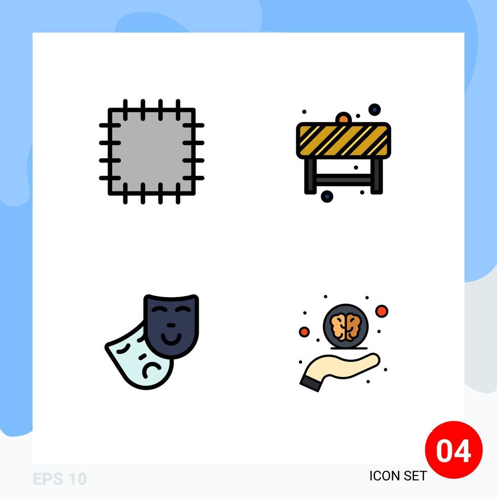 Editable Vector Line Pack of 4 Simple Filledline Flat Colors of patch help road role support Editable Vector Design Elements