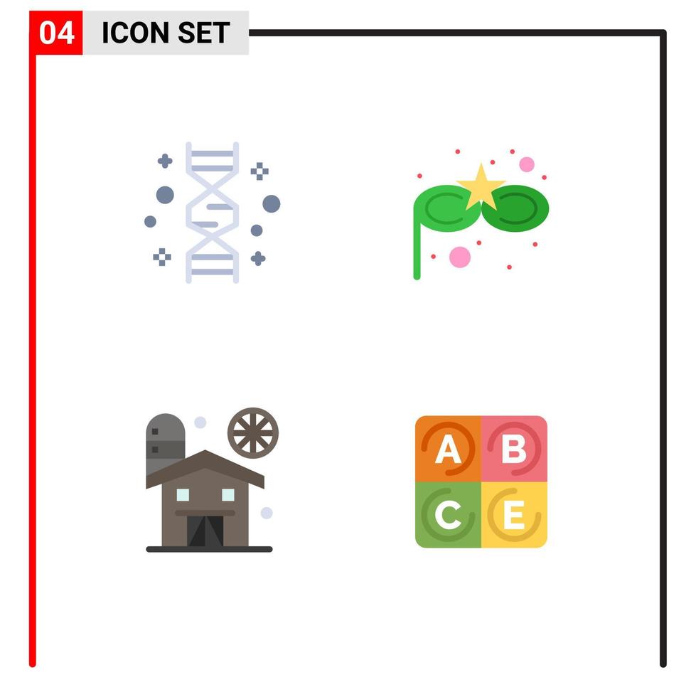 4 User Interface Flat Icon Pack of modern Signs and Symbols of chromosome barn genetic costume mask farming Editable Vector Design Elements