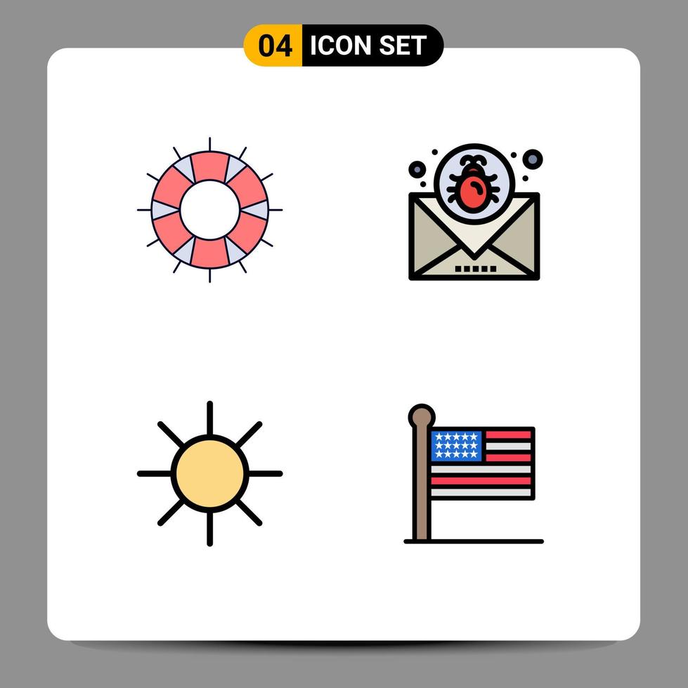 4 Filledline Flat Color concept for Websites Mobile and Apps help message save bug logo Editable Vector Design Elements