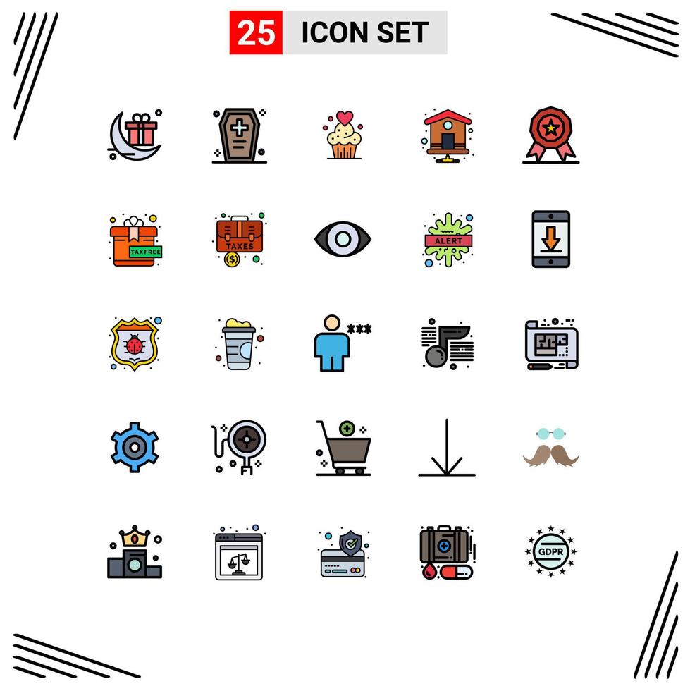 Set of 25 Modern UI Icons Symbols Signs for award home page horrible home baked Editable Vector Design Elements