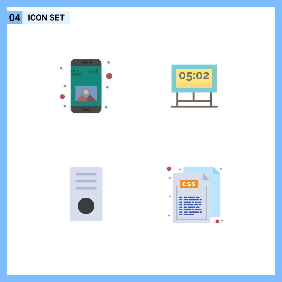 Pictogram Set of 4 Simple Flat Icons of app desktop mobile score gadget Editable Vector Design Elements