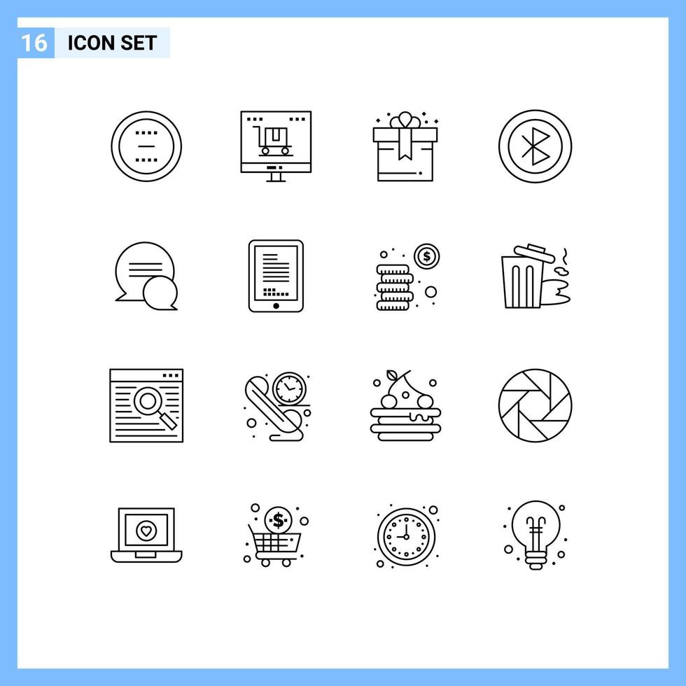 Modern Set of 16 Outlines and symbols such as sharing devices marketing computer gift Editable Vector Design Elements