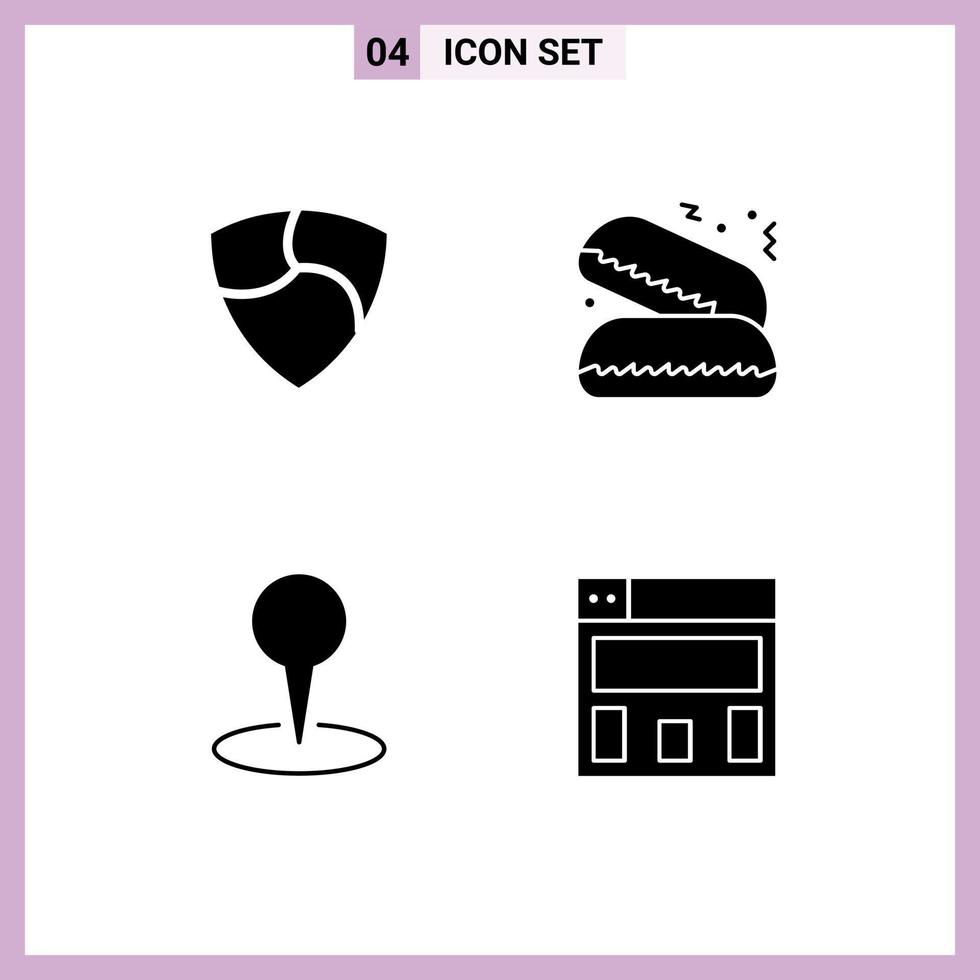 Editable Vector Line Pack of 4 Simple Solid Glyphs of nem marker crypto currency pie graphics design Editable Vector Design Elements