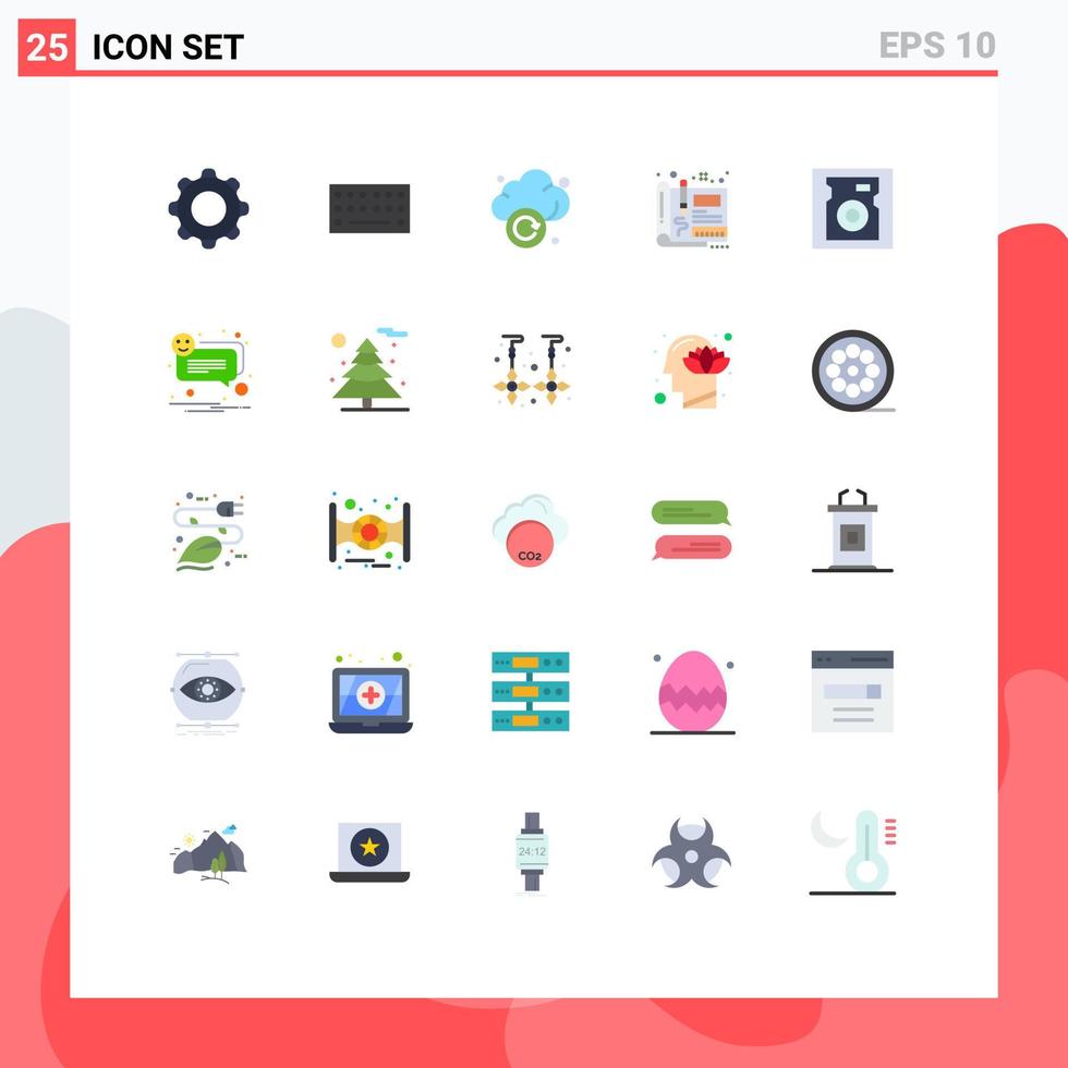 Set of 25 Modern UI Icons Symbols Signs for disk sketch cloud engineering blueprint Editable Vector Design Elements
