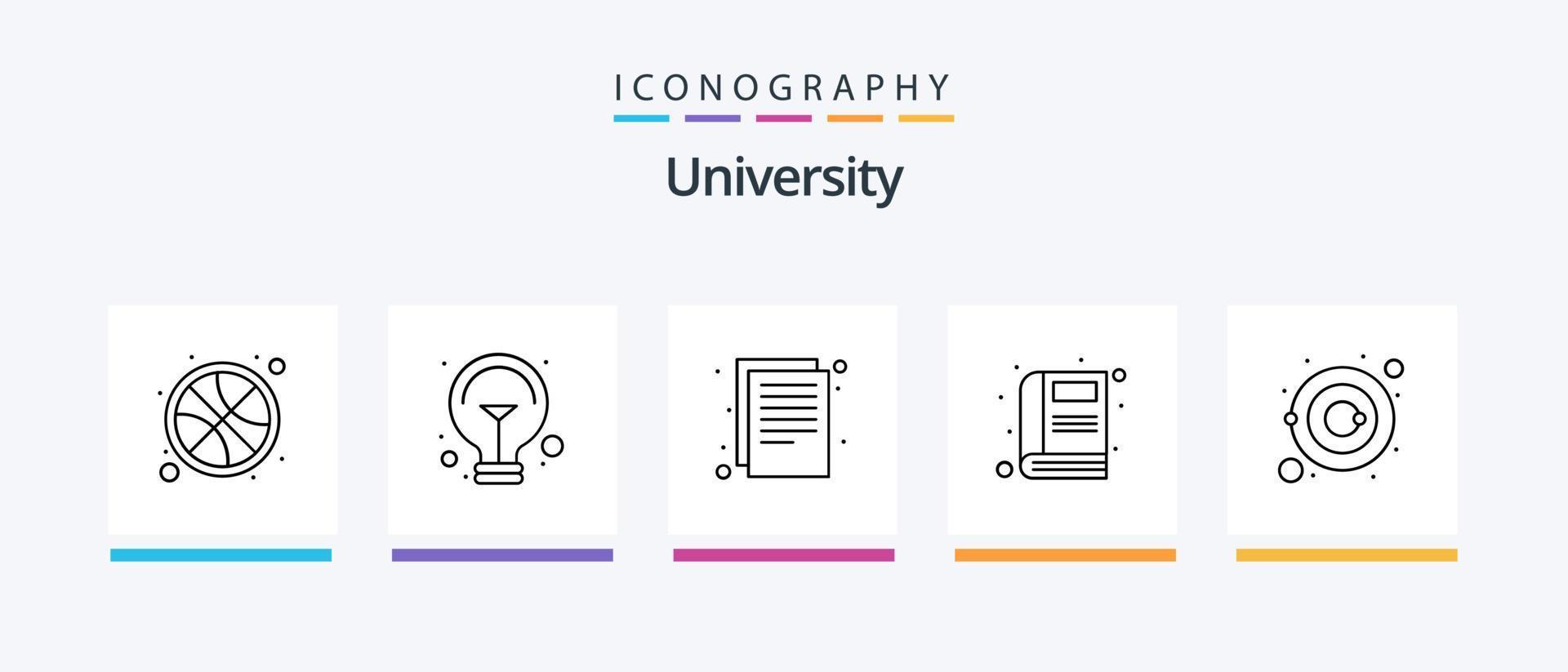 University Line 5 Icon Pack Including geography. paper. bulb. notes. documents. Creative Icons Design vector