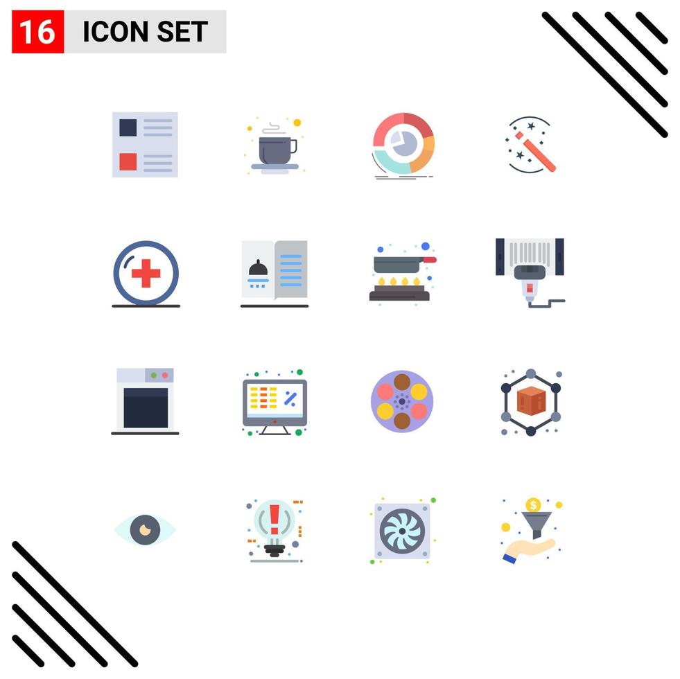 Universal Icon Symbols Group of 16 Modern Flat Colors of hospital stick analytics magic tricks Editable Pack of Creative Vector Design Elements