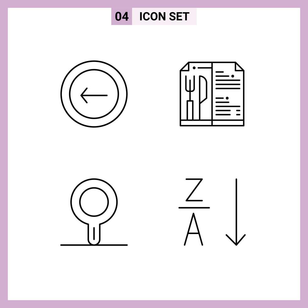 Modern Set of 4 Filledline Flat Colors Pictograph of application stew pan interface restaurant order Editable Vector Design Elements