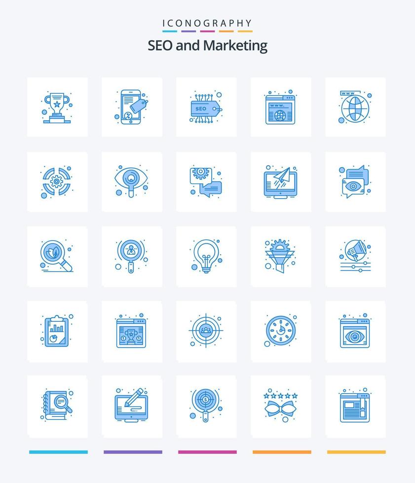 Creative Seo 25 Blue icon pack  Such As website. network. seo. media. url vector