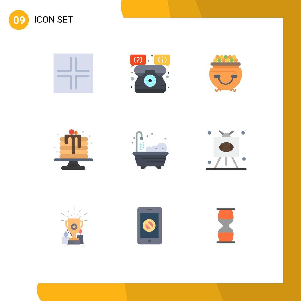 conjunto de 9 iconos de interfaz de usuario modernos signos de símbolos para postre vivo horneado de pasteles de oro elementos de diseño de vectores editables