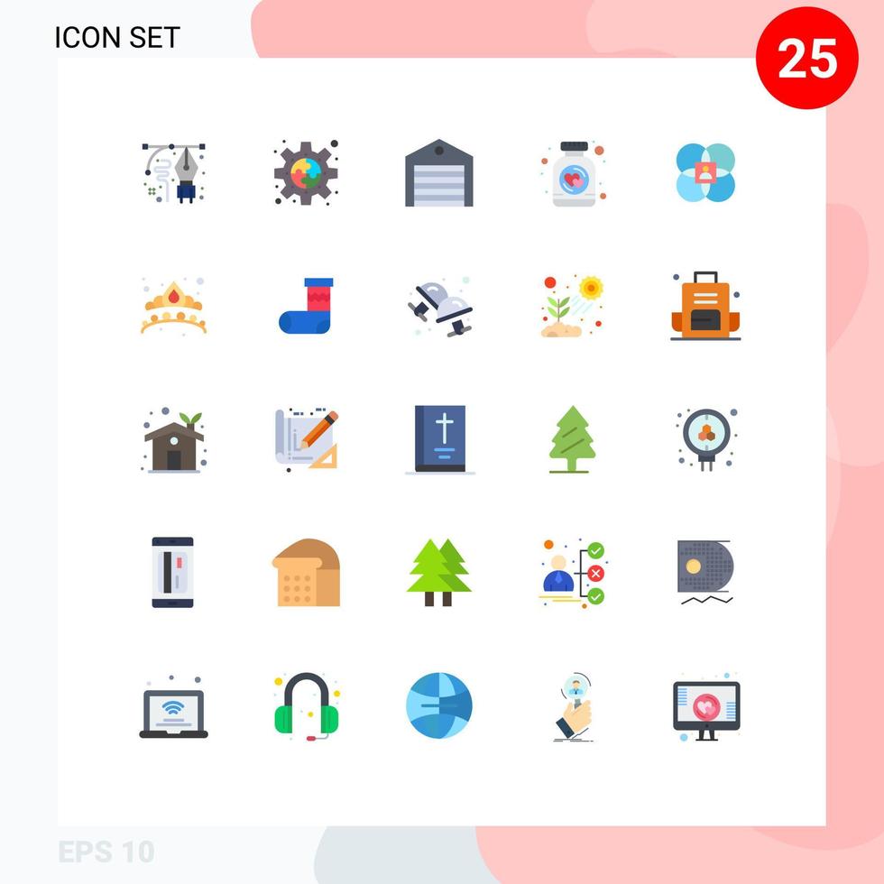 Group of 25 Modern Flat Colors Set for heart bottle plugin shipping order Editable Vector Design Elements