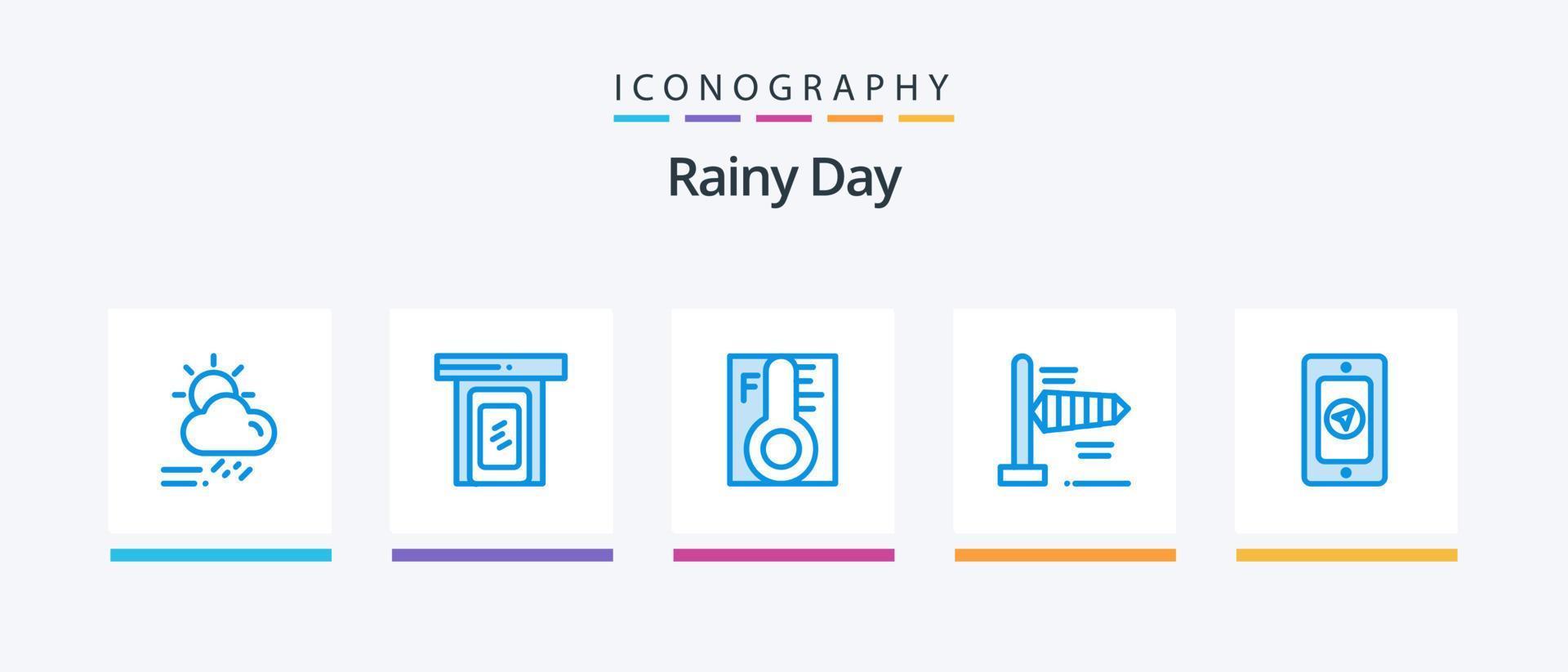 Rainy Blue 5 Icon Pack Including mobile. wind. home. air. sun. Creative Icons Design vector