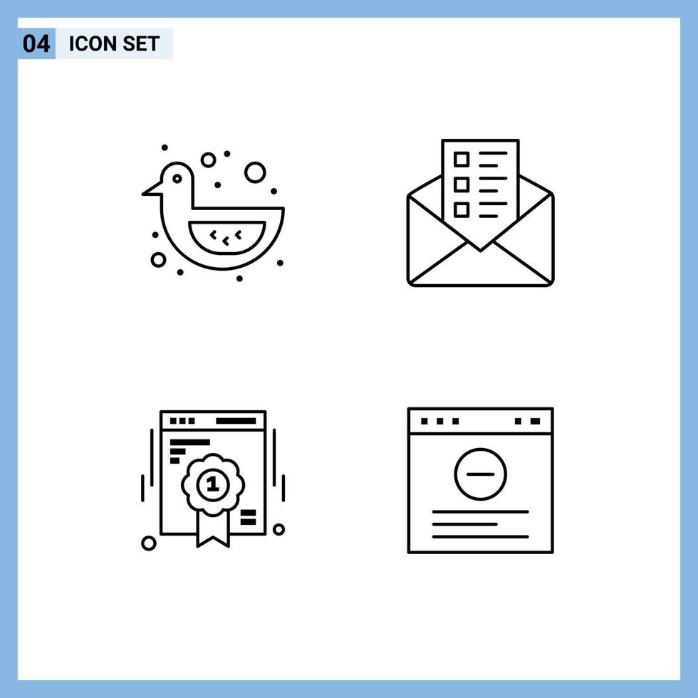 4 Creative Icons Modern Signs and Symbols of baby duck web toy chat browser Editable Vector Design Elements