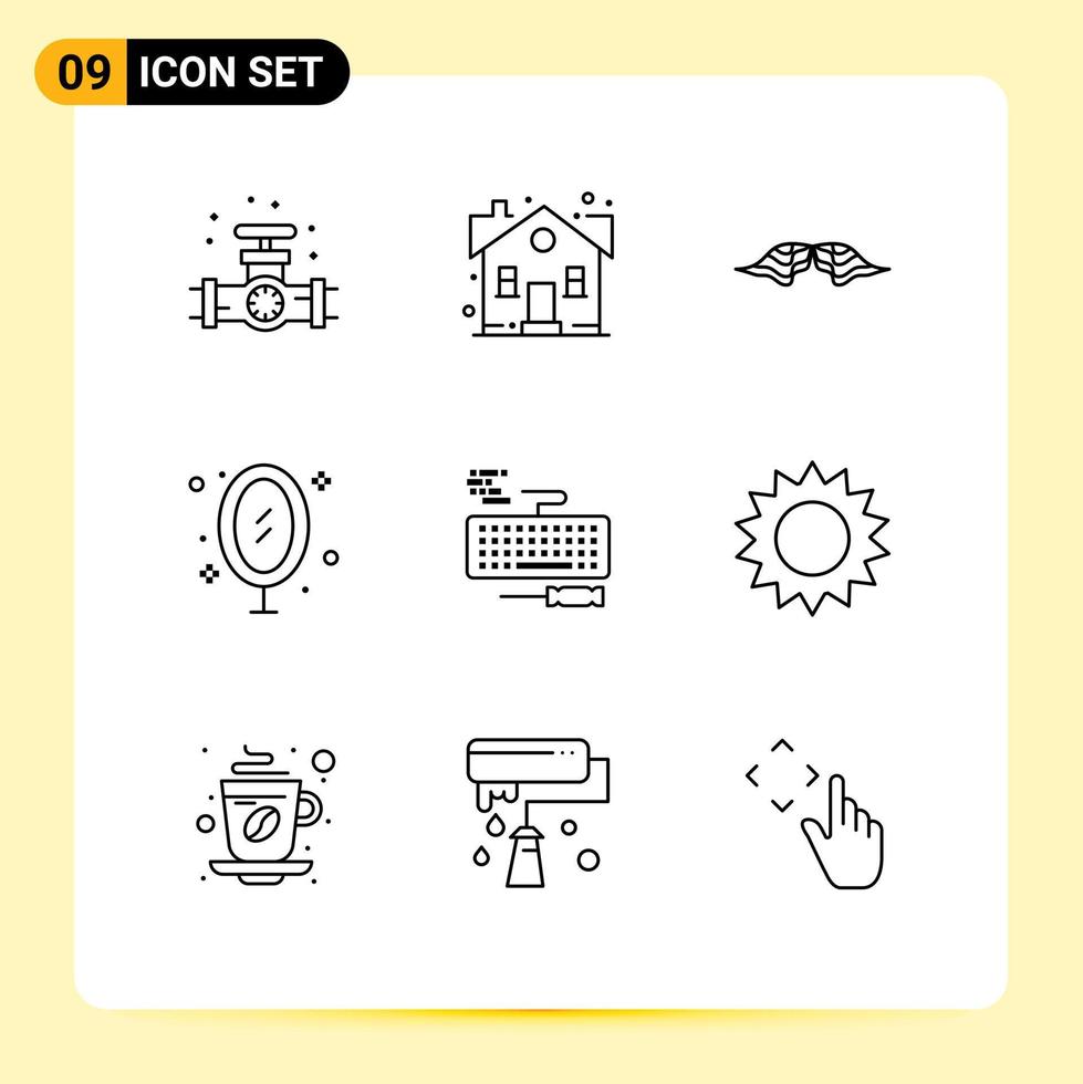 Universal Icon Symbols Group of 9 Modern Outlines of office image property furniture male Editable Vector Design Elements