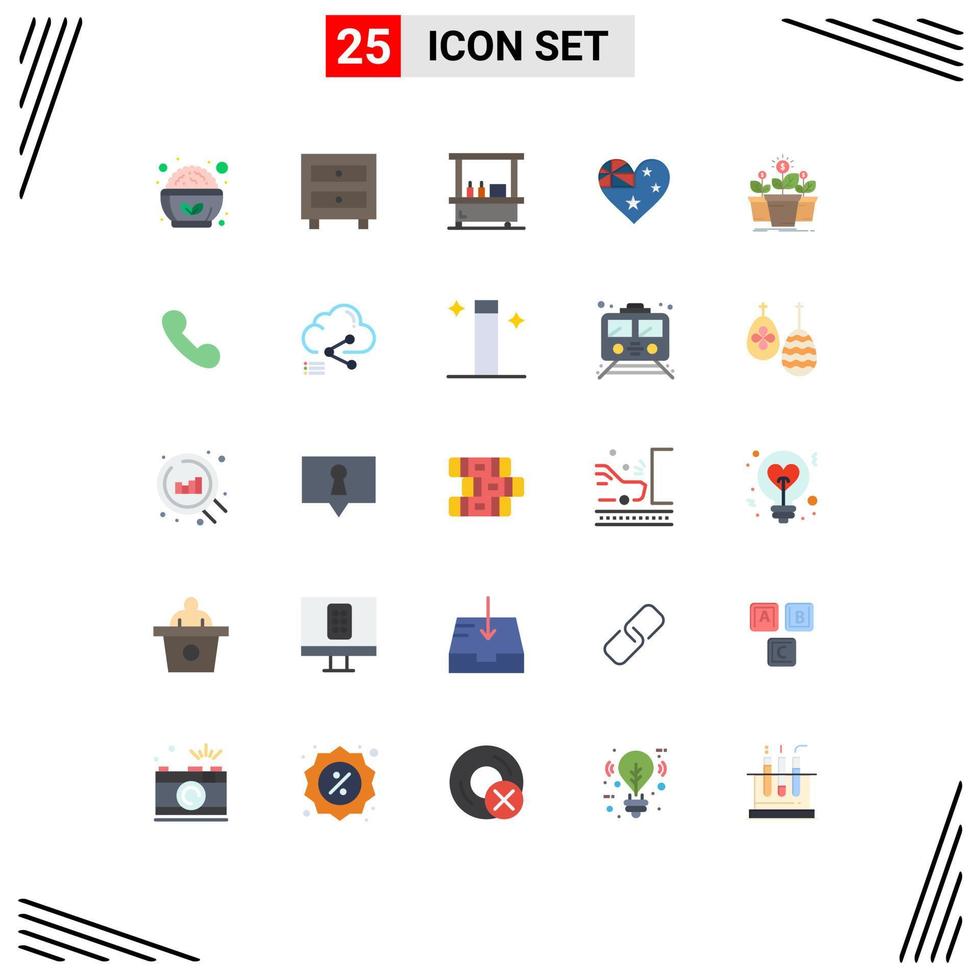 Modern Set of 25 Flat Colors and symbols such as money nation drink flag australia Editable Vector Design Elements