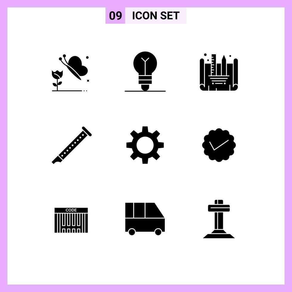 Stock Vector Icon Pack of 9 Line Signs and Symbols for gear romz creating blueprint sound instrument Editable Vector Design Elements