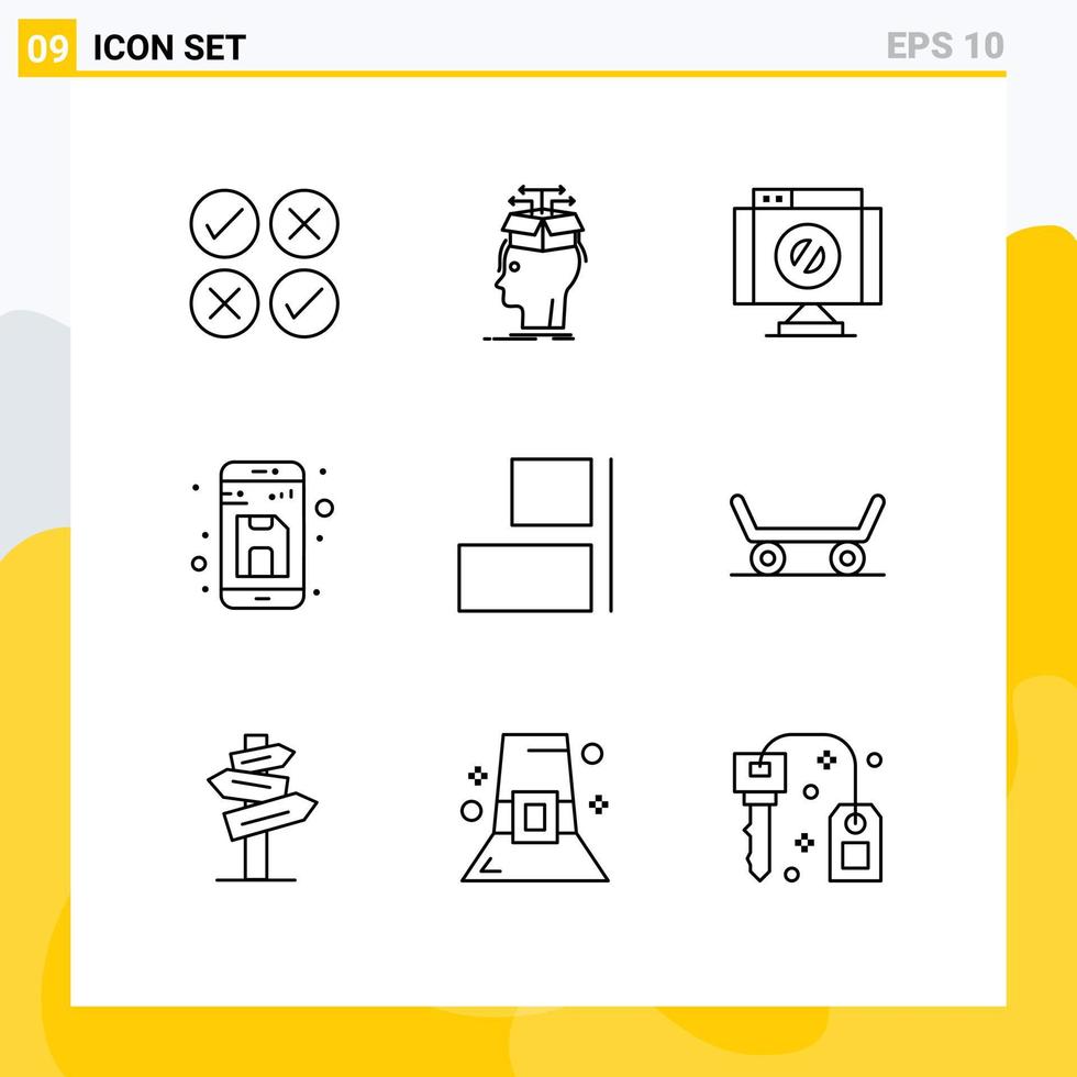 Universal Icon Symbols Group of 9 Modern Outlines of up file sharing document stop Editable Vector Design Elements