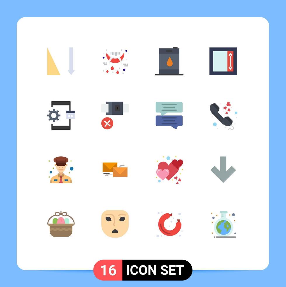 Modern Set of 16 Flat Colors and symbols such as process develop gasoline coding layout Editable Pack of Creative Vector Design Elements