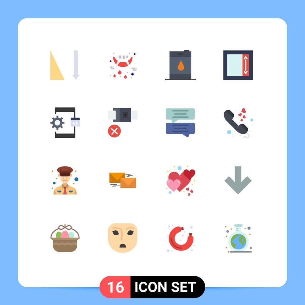 conjunto moderno de 16 colores planos y símbolos como el proceso de desarrollo de diseño de codificación de gasolina paquete editable de elementos de diseño de vectores creativos