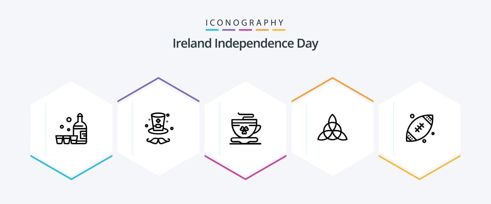 Ireland Independence Day 25 Line icon pack including ireland. rugby. coffee. ball. ireland vector