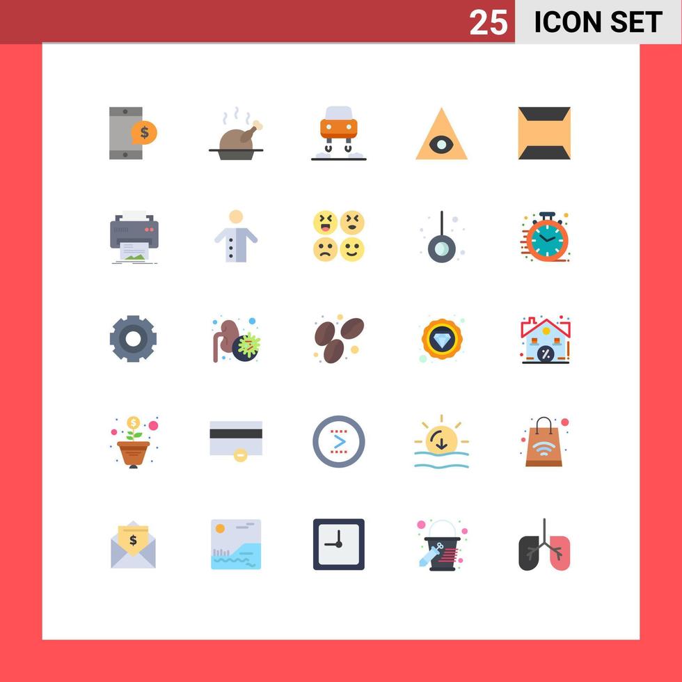 25 Universal Flat Colors Set for Web and Mobile Applications printer sealed flying envelope pyramid Editable Vector Design Elements