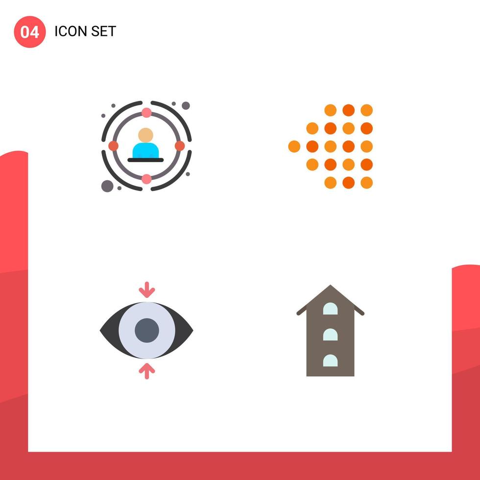 Set of 4 Vector Flat Icons on Grid for link focus people left buildings Editable Vector Design Elements