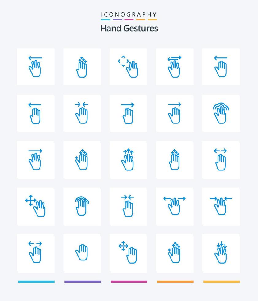 Creative Hand Gestures 25 Blue icon pack  Such As right. up. up. hand cursor. croup vector
