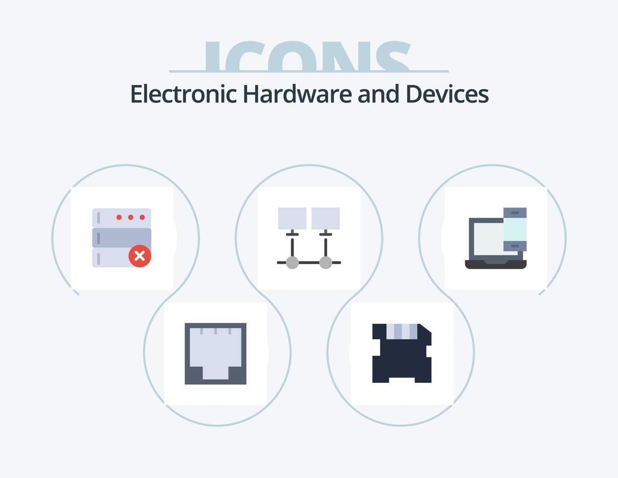 Devices Flat Icon Pack 5 Icon Design. devices. server. database. network. connection vector