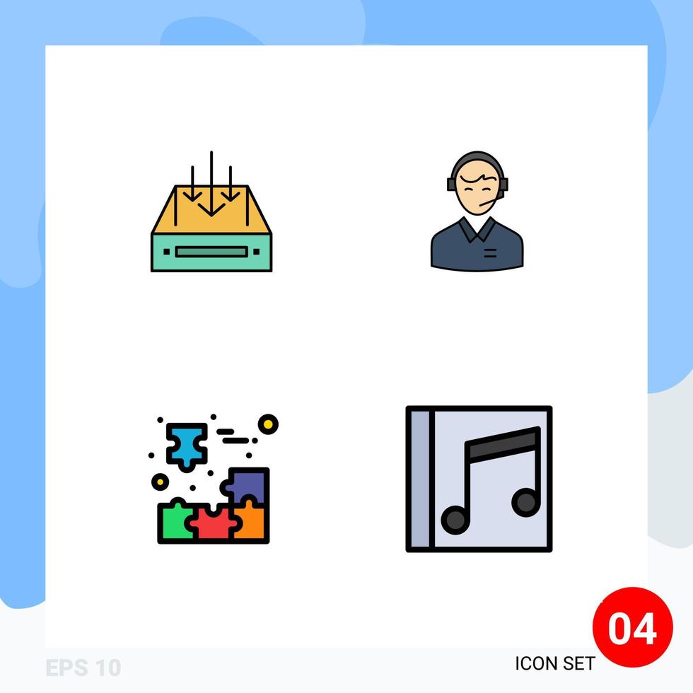 4 Filledline Flat Color concept for Websites Mobile and Apps inbox customer container support online consultant Editable Vector Design Elements
