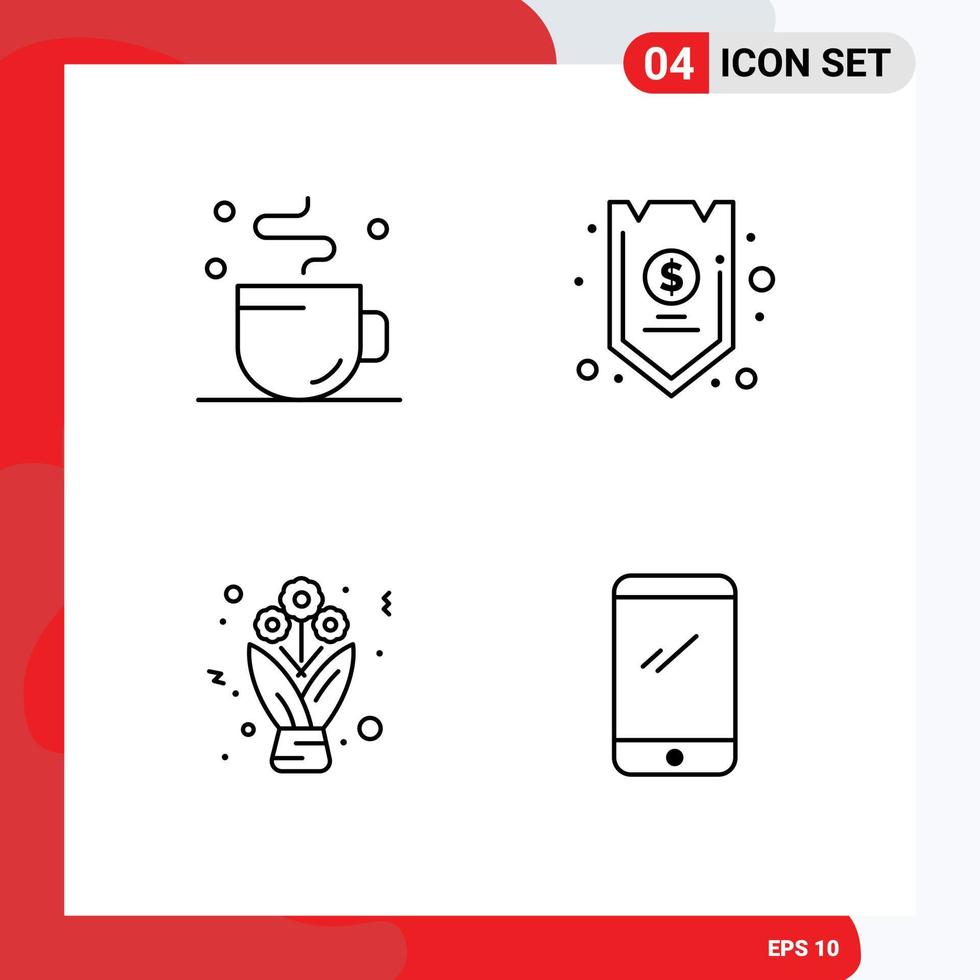 4 Creative Icons Modern Signs and Symbols of break bouquet time credit present Editable Vector Design Elements