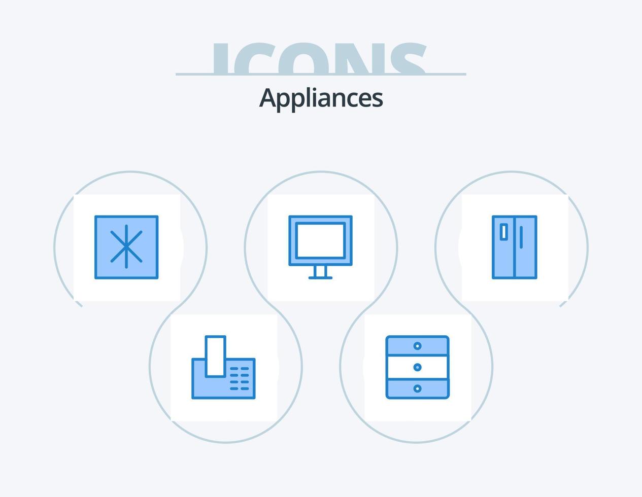 Appliances Blue Icon Pack 5 Icon Design. fridge. appliances. fridge. tv. electric vector