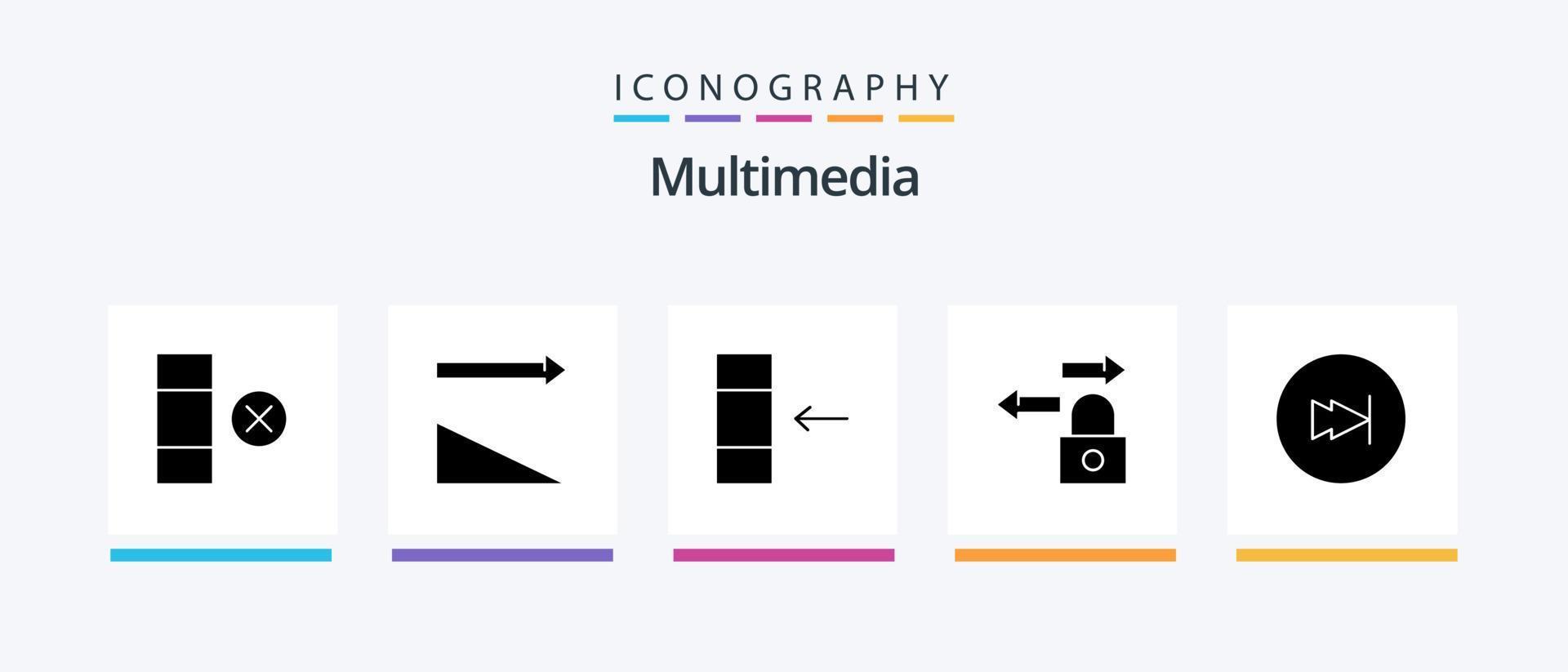 Multimedia Glyph 5 Icon Pack Including . multimedia. import. forward. arrow. Creative Icons Design vector