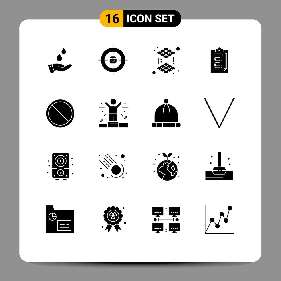 Modern Set of 16 Solid Glyphs and symbols such as cancel file resources report card Editable Vector Design Elements