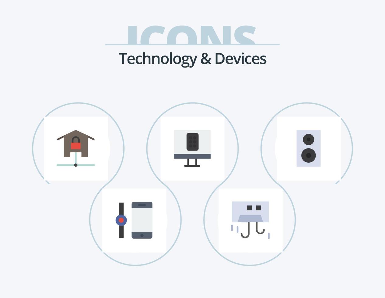 Devices Flat Icon Pack 5 Icon Design. electronics. tv. devices. remote. smart home vector