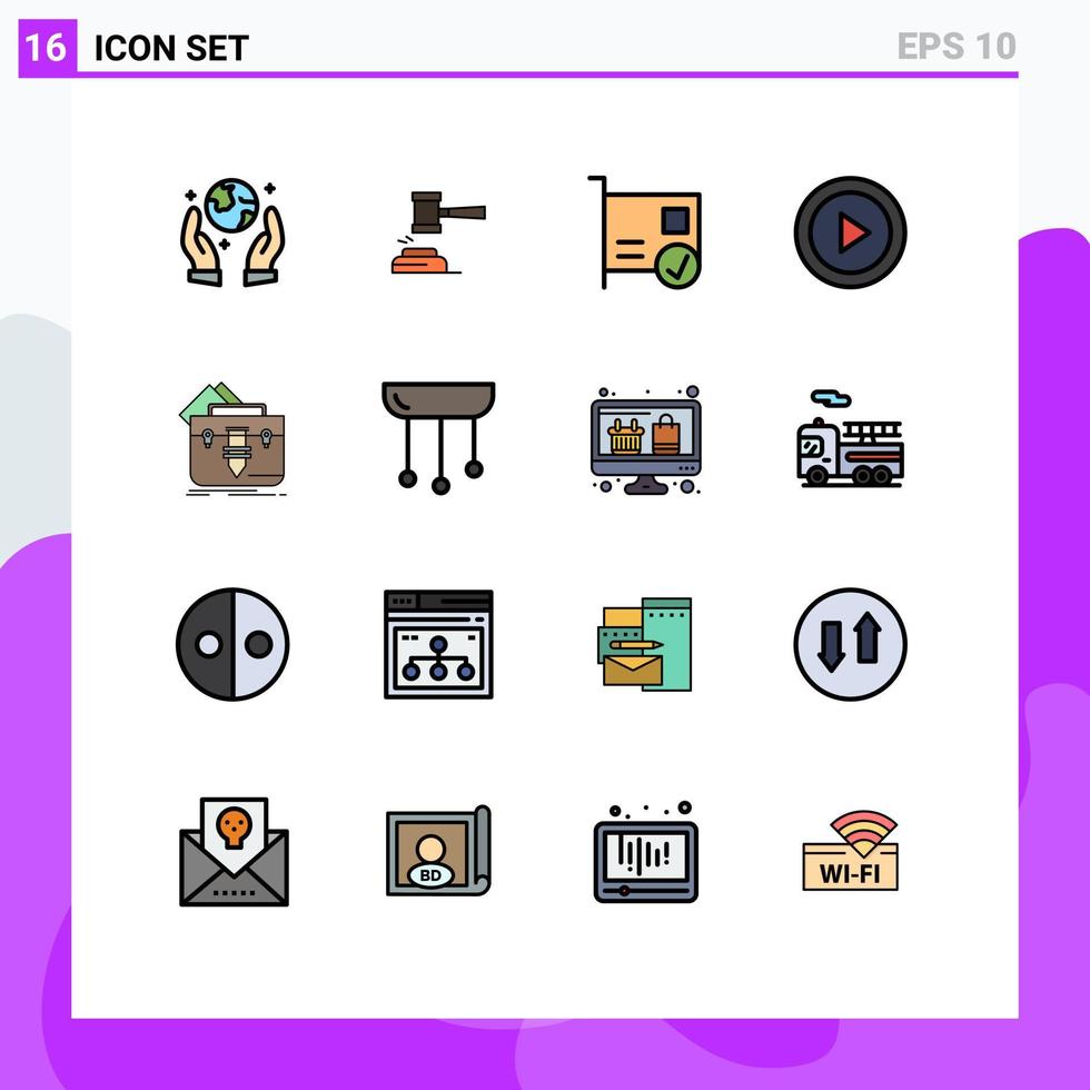 16 Universal Flat Color Filled Line Signs Symbols of creative hardware judge devices computers Editable Creative Vector Design Elements