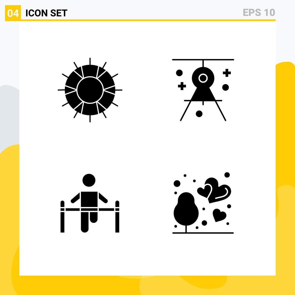 Pack of 4 creative Solid Glyphs of help drawing save compass gym Editable Vector Design Elements