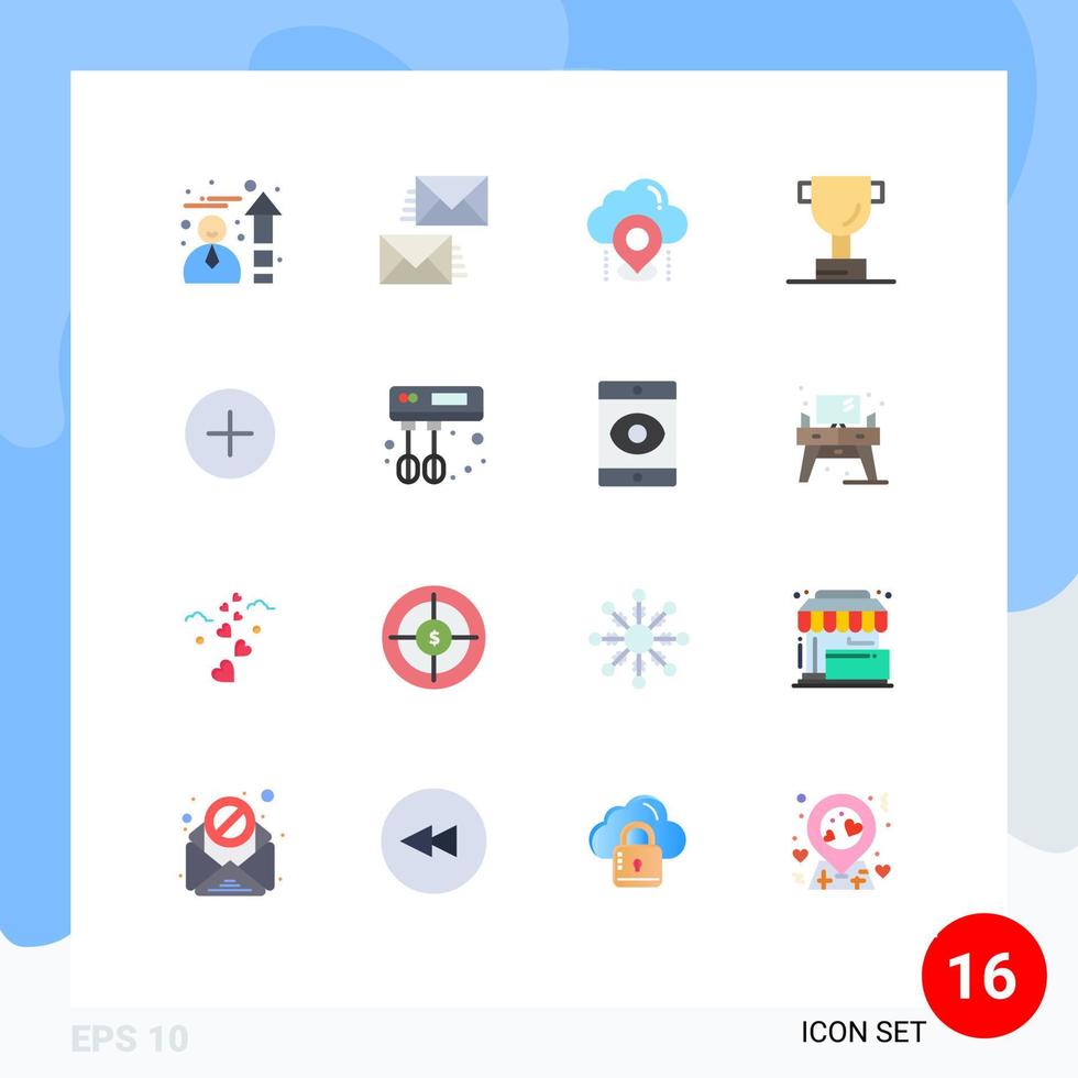 Modern Set of 16 Flat Colors and symbols such as contact twitter location sport gps Editable Pack of Creative Vector Design Elements