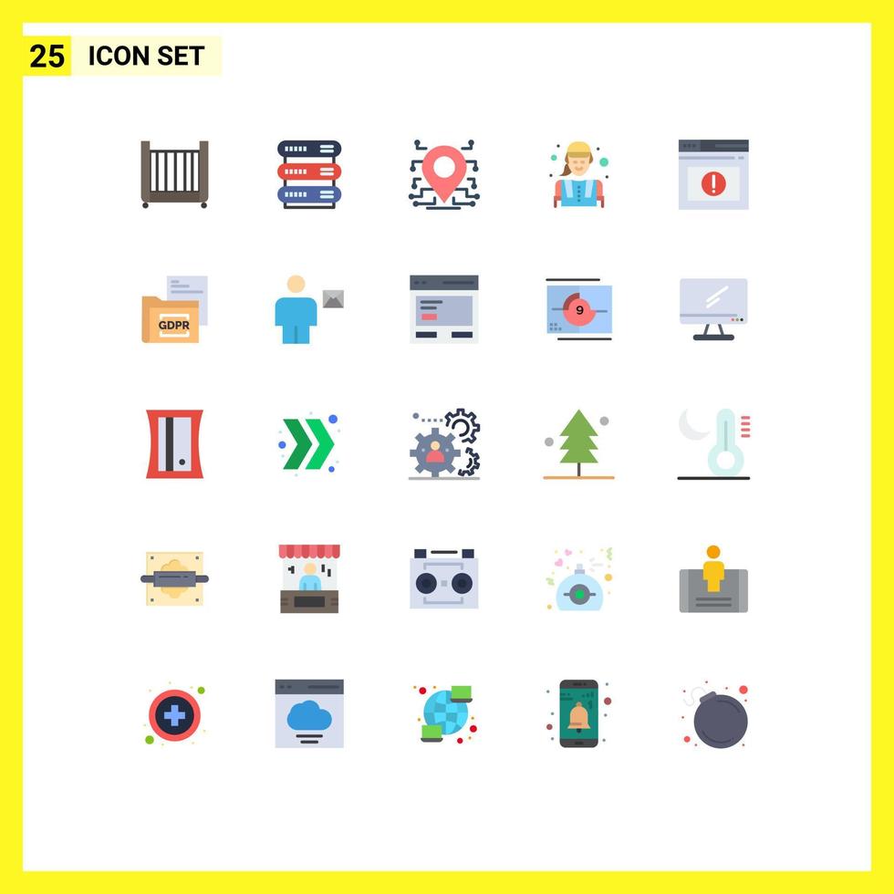 Stock Vector Icon Pack of 25 Line Signs and Symbols for alert worker location labour construction worker Editable Vector Design Elements