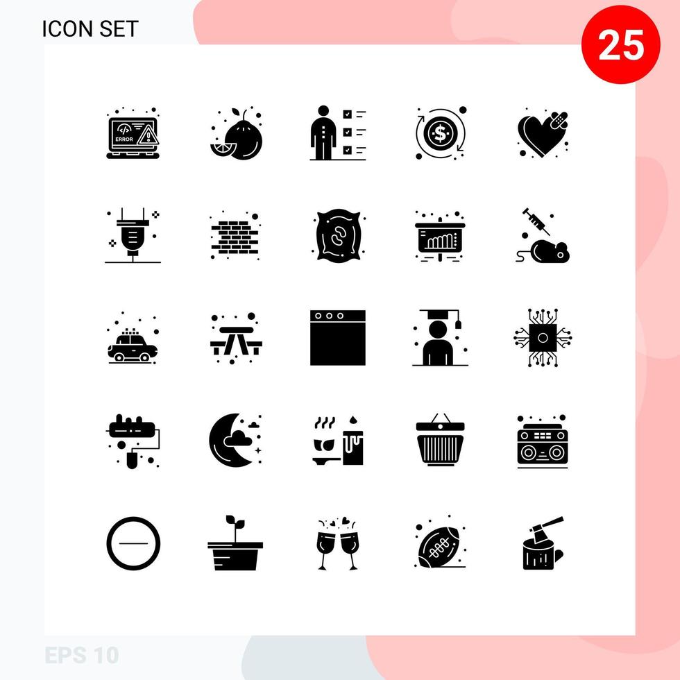 25 Solid Glyph concept for Websites Mobile and Apps breakup arrow abilities money professional Editable Vector Design Elements