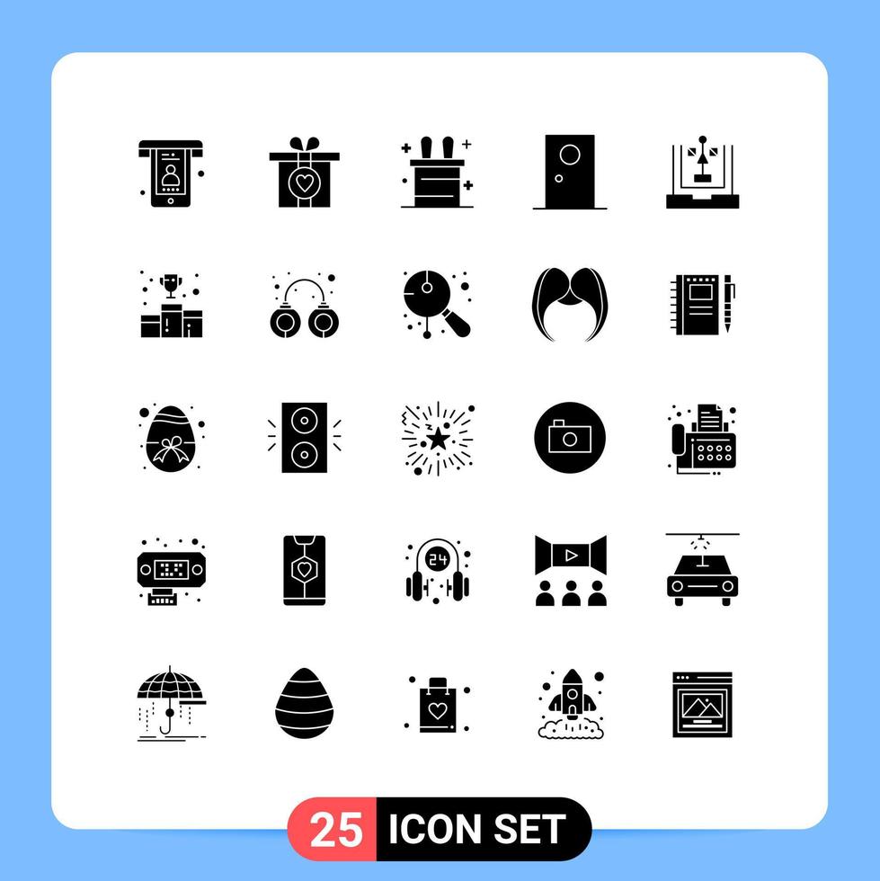 25 User Interface Solid Glyph Pack of modern Signs and Symbols of flowchart develop rabbit coding interior Editable Vector Design Elements